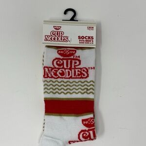 Men’s Novelty NISSIN Cup Noodles Crew Socks - Red, White, Gold